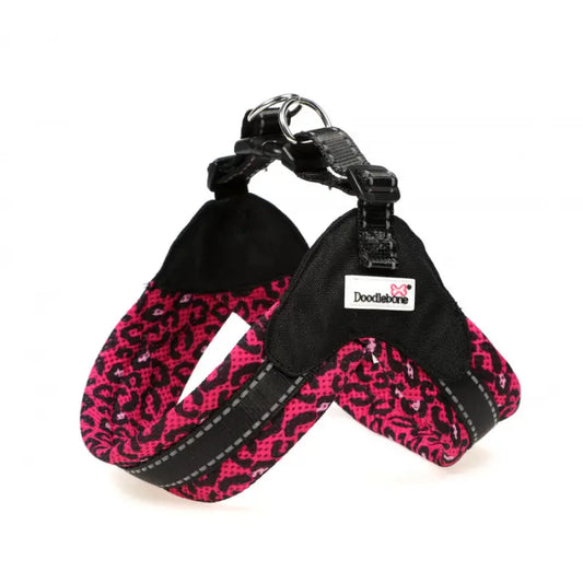 Boomerang Padded Dog Harness Bright Pink Leopard - Doodle 1