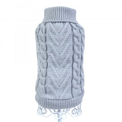 Chunky Cable And Herringbone Knit Dog Jumper In Grey - Rich Paw - 5