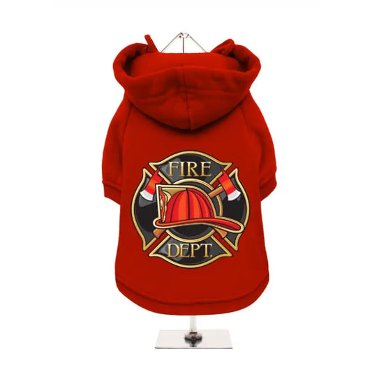 Fire Dept. Dog Hoodie Sweatshirt - Red - Urban Pup - 1