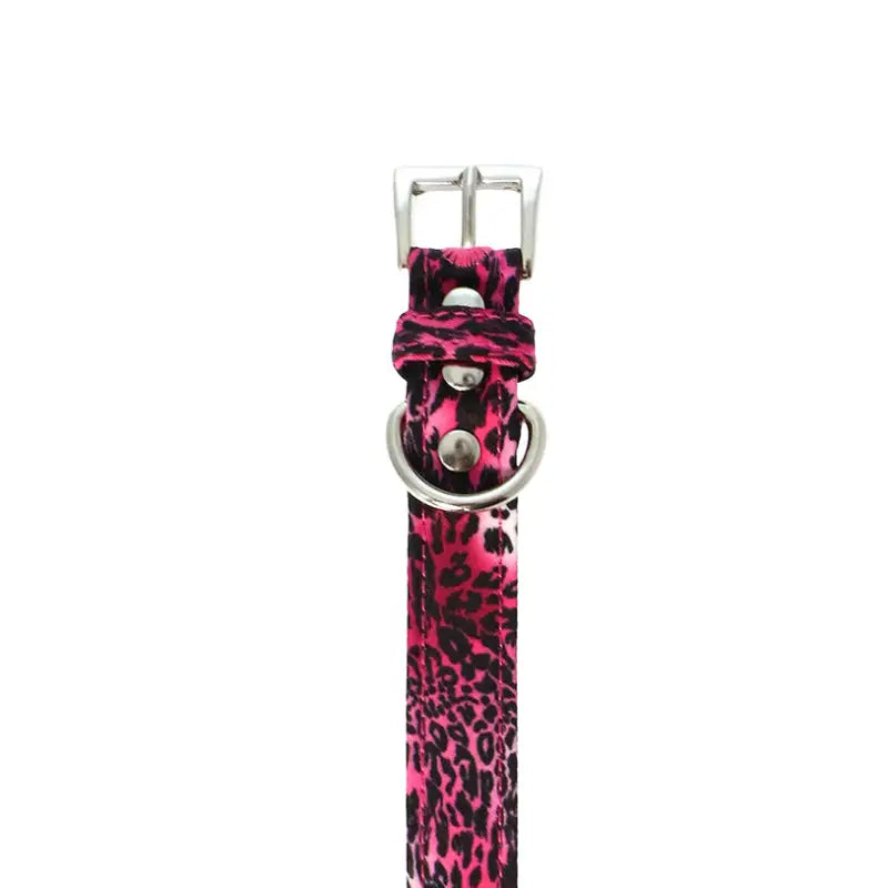 Funky Pink Leopard Print Fabric Dog Collar - Urban - 3