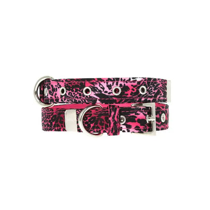 Funky Pink Leopard Print Fabric Dog Collar - Urban - 4