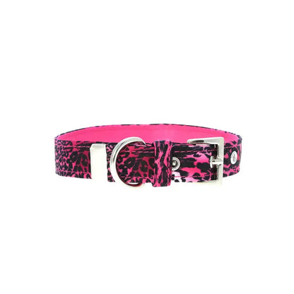 Funky Pink Leopard Print Fabric Dog Collar - Urban - 6