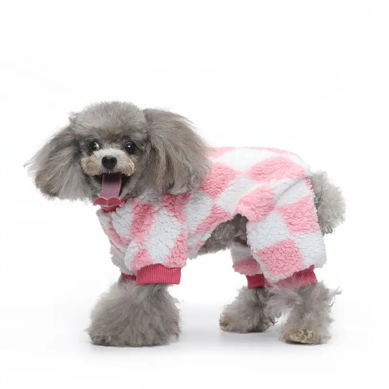 Harlequin Fleece Dog Pyjamas In Pink - Posh Pawz - 5