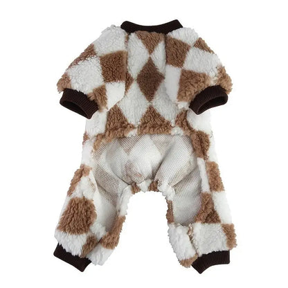 Harlequin Fleece Dog Pyjamas In Toffee - Posh Pawz - 5