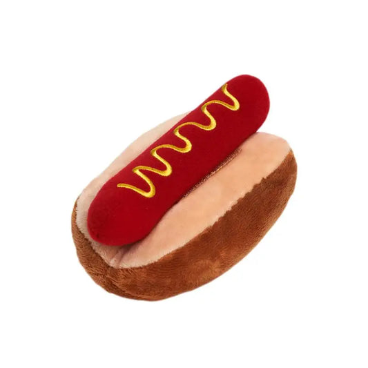 Hot Dog Plush and Squeaky Dog Toy - Posh Pawz - 1