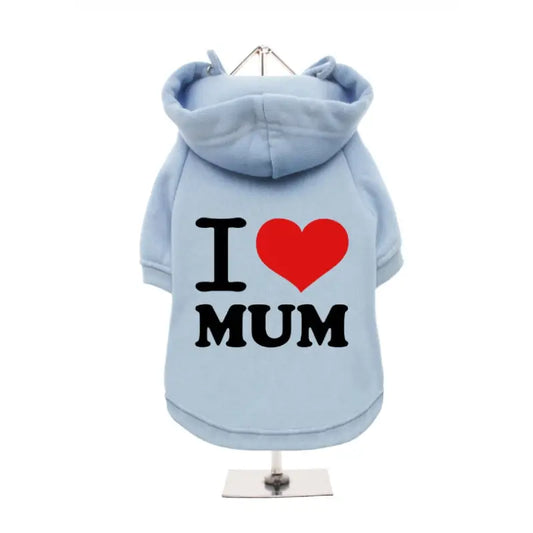 I Love Mum Dog Hoodie Sweatshirt - Baby Blue - Urban - 1