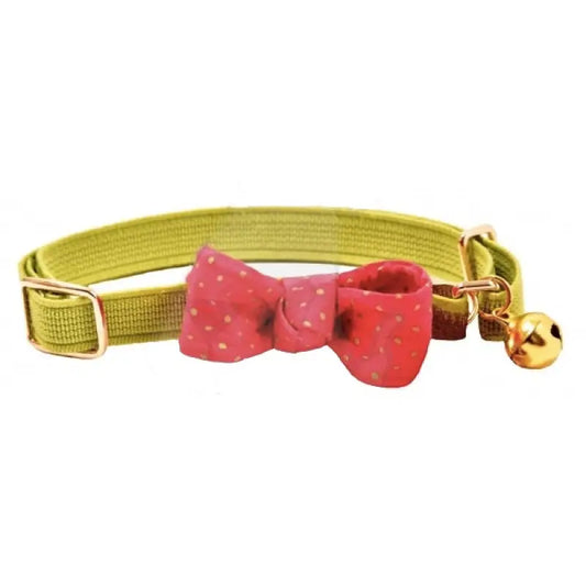 Luxury Pink and Lime Polka Dot Bow Cat Collar - CA&T - 1