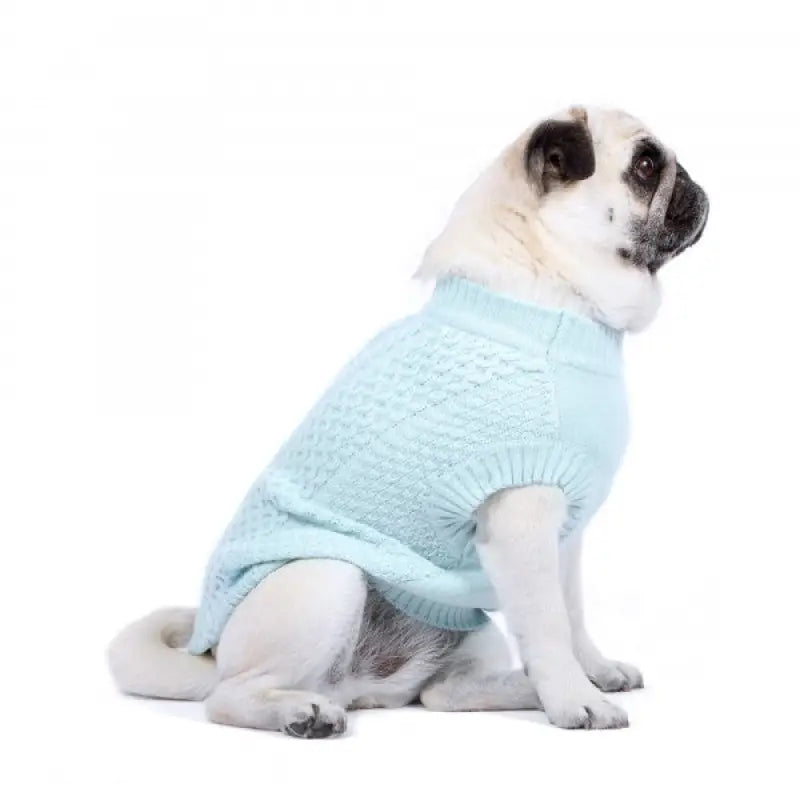 Luxury Supersoft Cable Knit Dog Jumper In Baby Blue - Rich Paw - 2