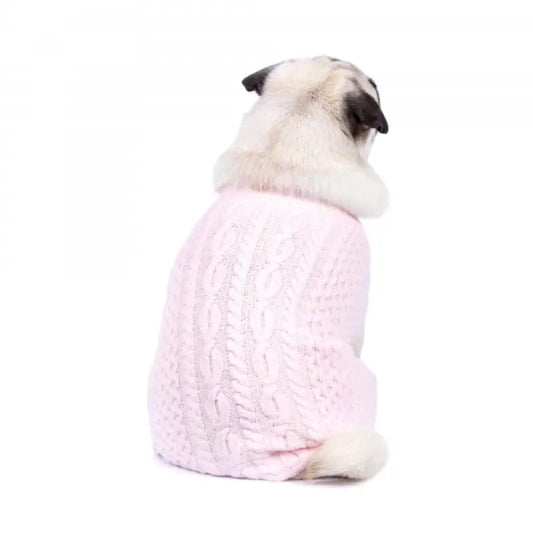Luxury Supersoft Cable Knit Dog Jumper In Marshmallow - Rich Paw - 1