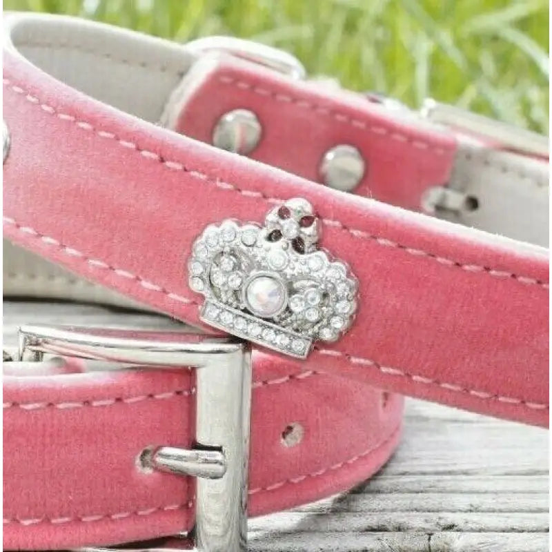 Majestic Pink Velvet Luxury Crystal Dog Collar - Posh Pawz - 2