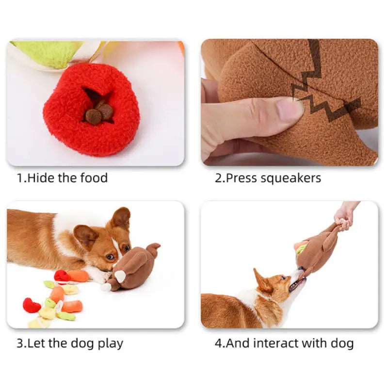 Novelty Roast Turkey Interactive Plush Snuffle Dog Toy - Posh Pawz - 5