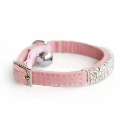 Pink Velvet Luxury Rhinestone Crystal Cat Collar - Posh Catz - 3