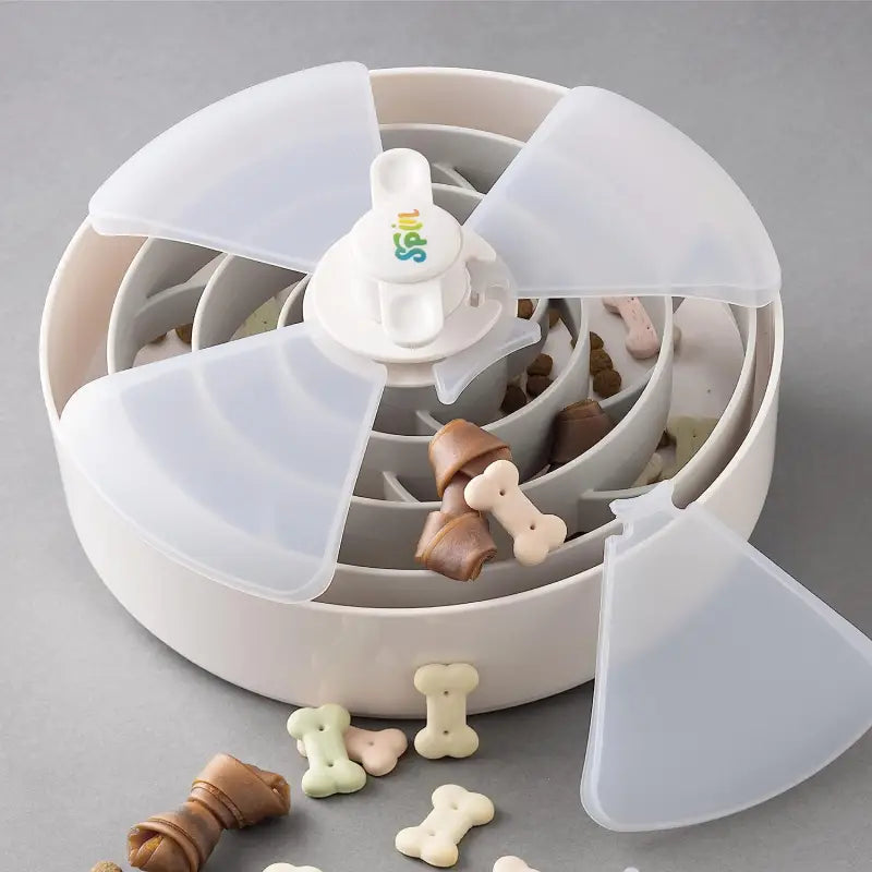 SPIN Spiral Interactive Pet Slow Feeder With Twister Lid In Grey - Level Tricky - PetDreamHouse - 2