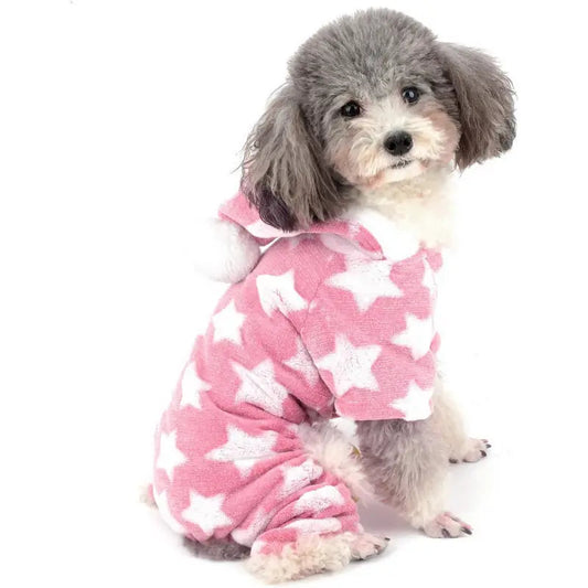 Star Fleecy Dog Pyjamas In Pink - Posh Pawz - 1