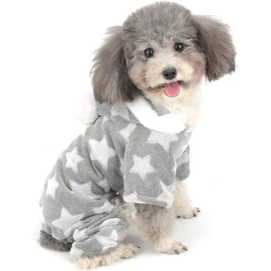Star Fleecy Dog Pyjamas In Silver Grey - Posh Pawz - 1