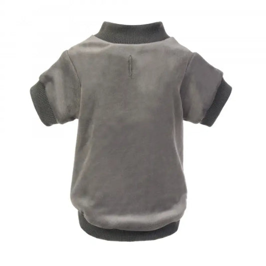 Steel Grey Velour Dog Sweatshirt - Rich Paw - 1