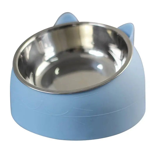 Tilted Cat Bowl In Blue - Posh Pawz - 1