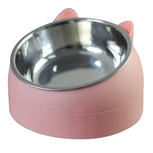 Tilted Cat Bowl In Pink - Posh Pawz - 1