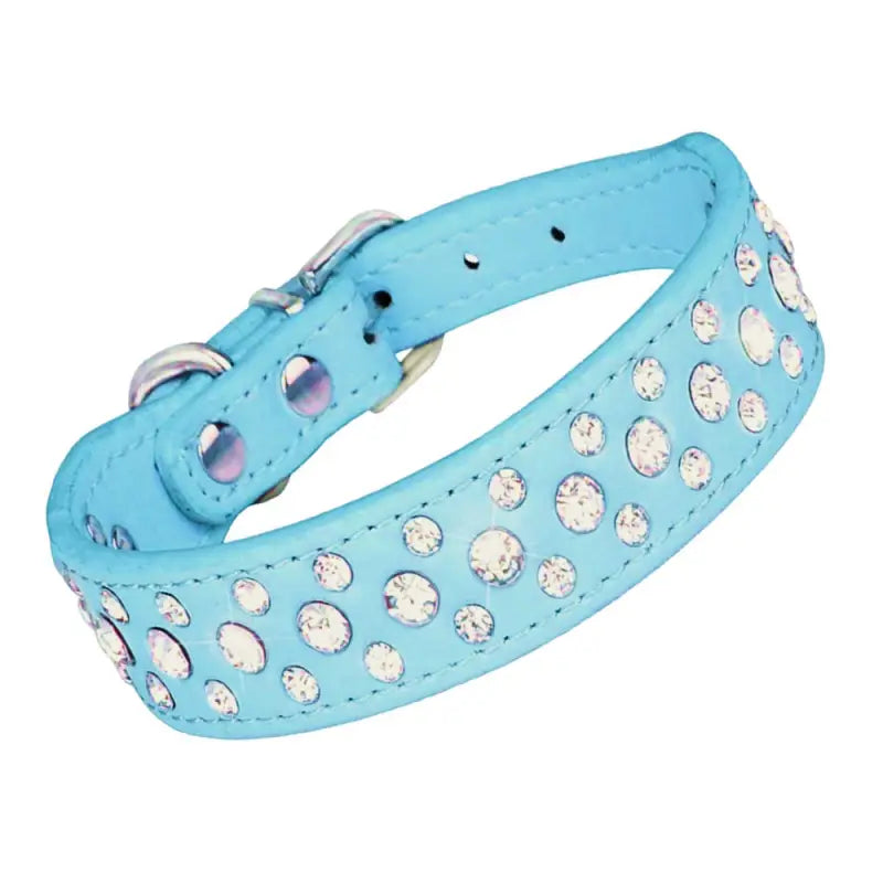 Aqua Blue Rhinestone Sprinkles Dog Collar - Posh Pawz - 1