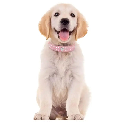 Baby Pink Double Row Diamante Heart Dog Collar - Posh Pawz - 2