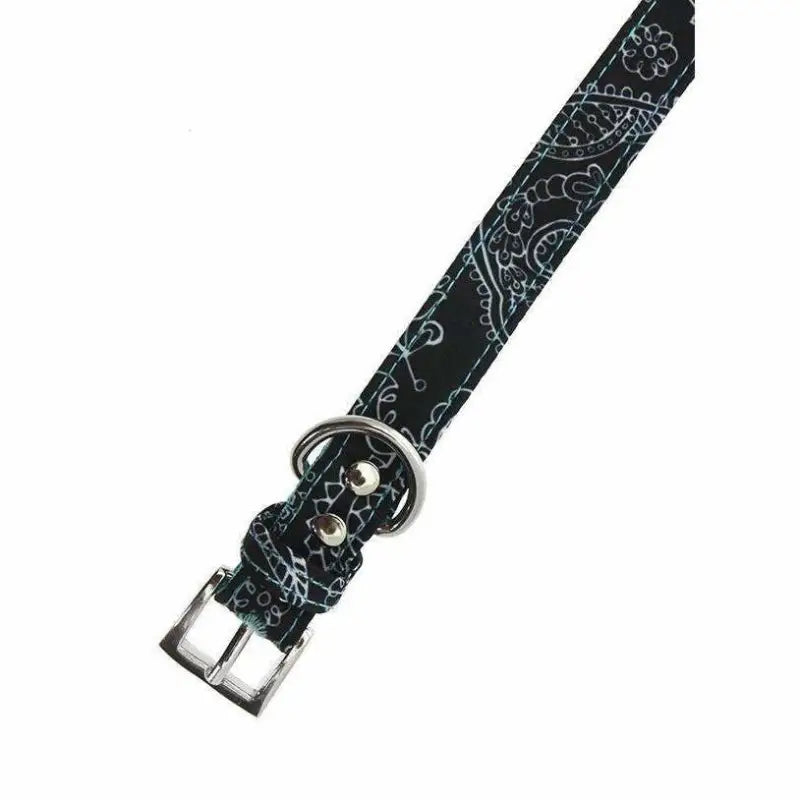 Black and Blue Paisley Fabric Dog Collar And Lead Set - Urban - 2