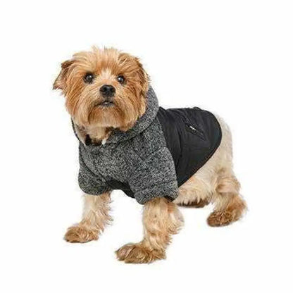 Black Cheviot Tweed Trimmed Designer Dog Coat - Urban Pup - 2