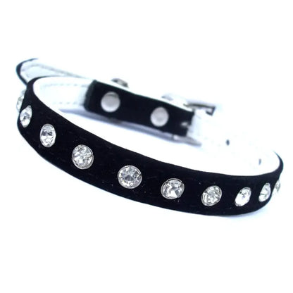 Black Plush Diamante Dog Collar - Posh Pawz - 3