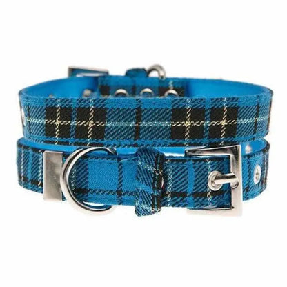 Blue Tartan Fabric Dog Collar - Urban Pup - 1