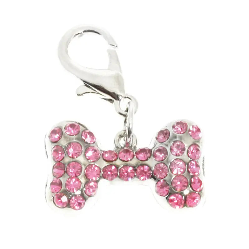 Bone Dog Collar Charm with Pink Crystals - Urban - 1