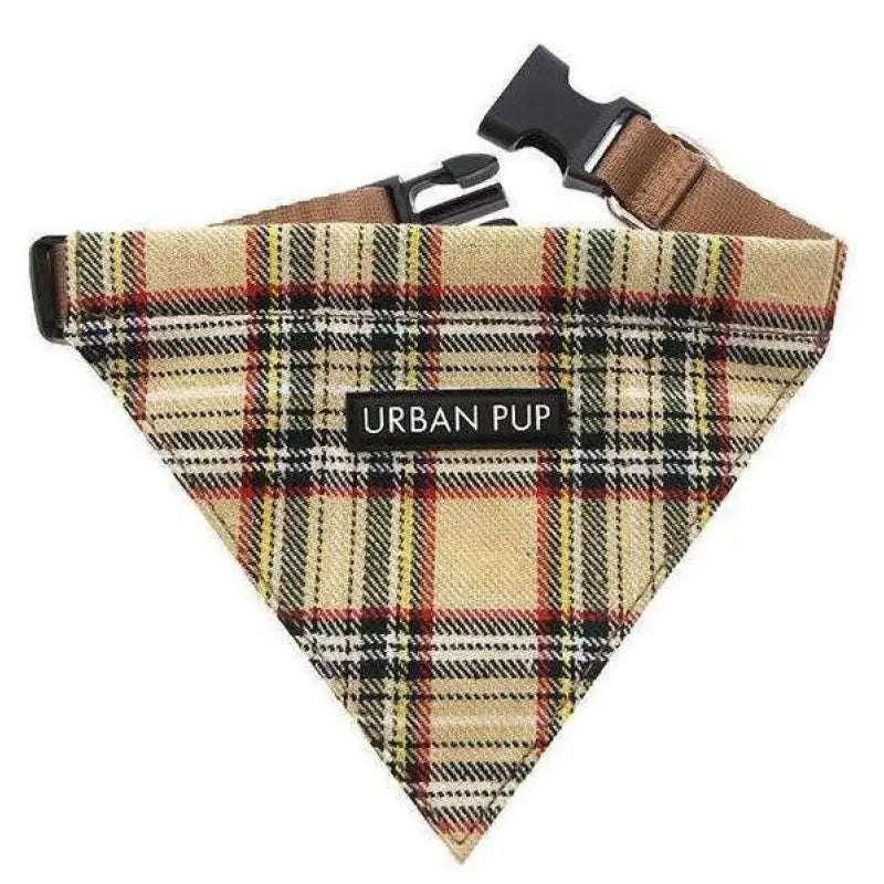 Brown Tartan Designer Dog Bandana Collar - Urban Pup - 1