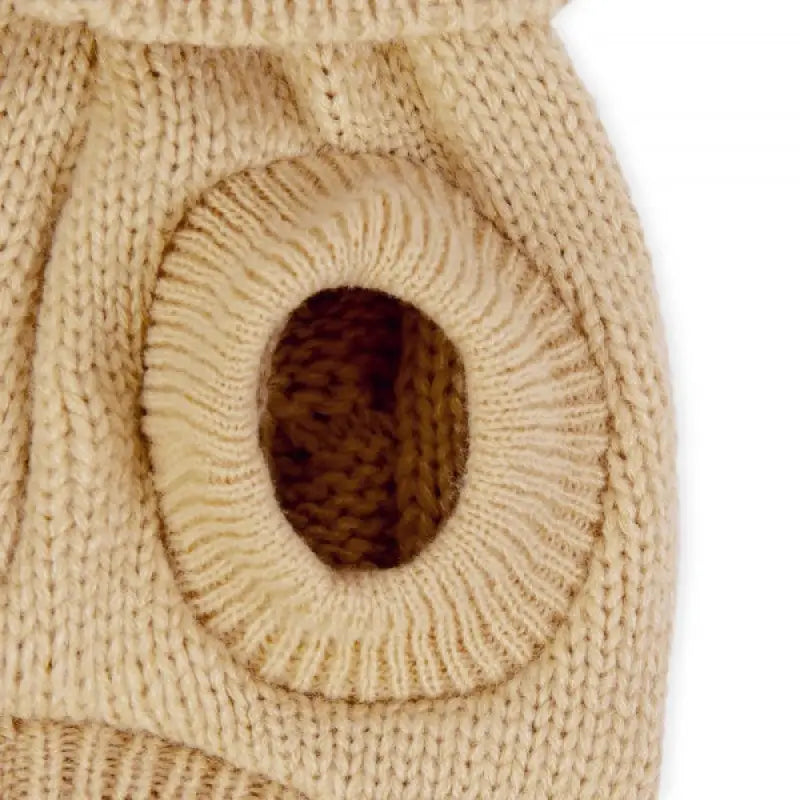 Chunky Cable and Herringbone Knit Dog Jumper In Beige - Rich Paw - 3