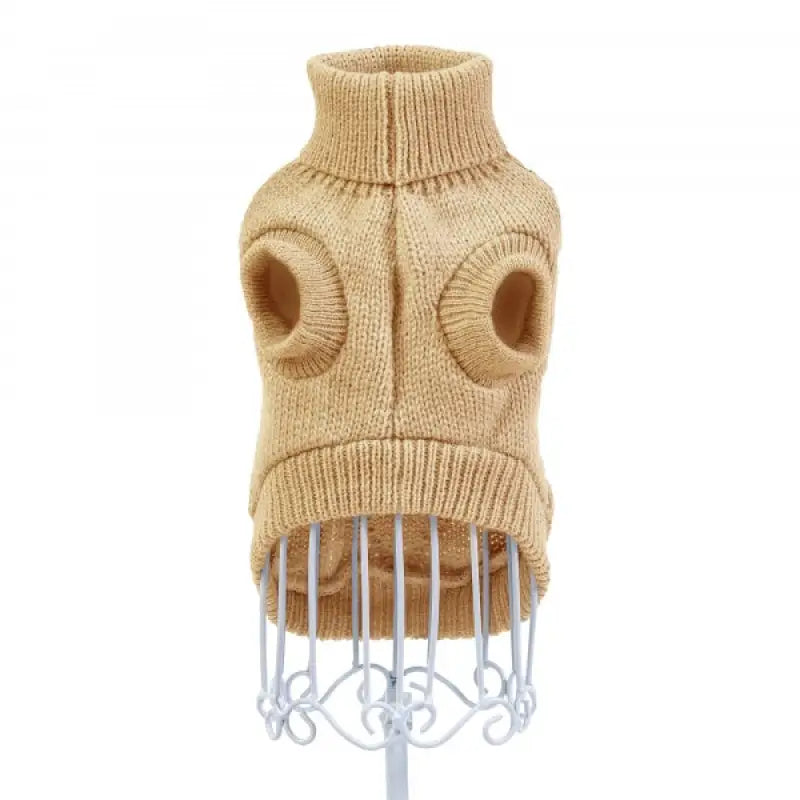 Chunky Cable and Herringbone Knit Dog Jumper In Beige - Rich Paw - 5