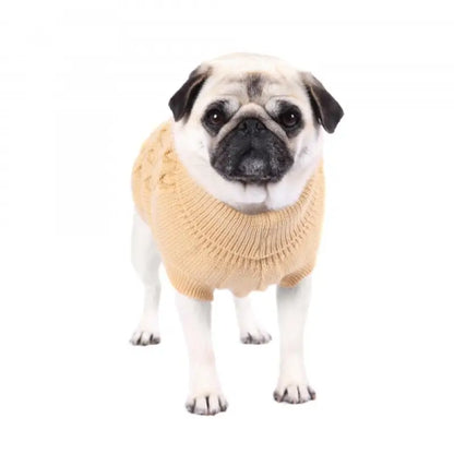 Chunky Cable and Herringbone Knit Dog Jumper In Beige - Rich Paw - 6