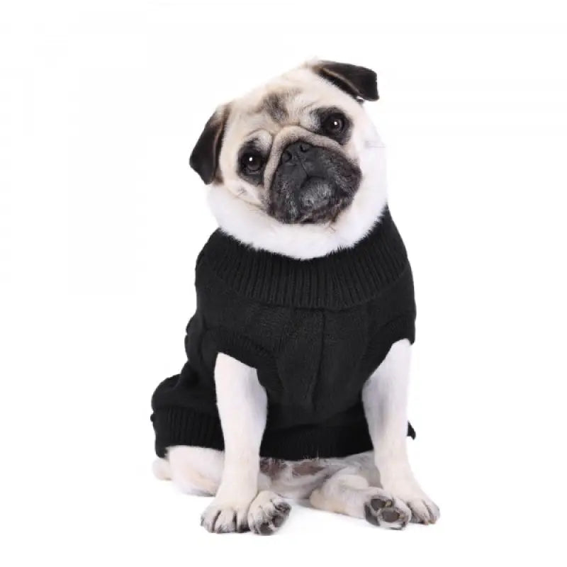 Chunky Cable and Herringbone Knit Dog Jumper In Black - Rich Paw - 2