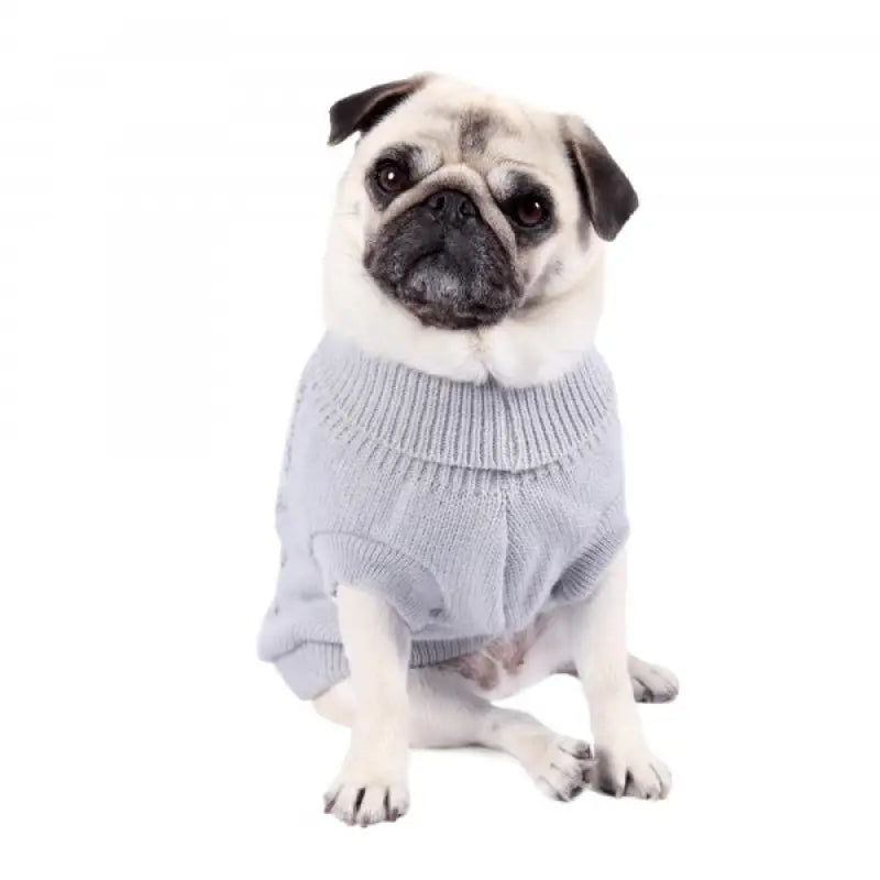 Chunky Cable and Herringbone Knit Dog Jumper In Grey - Rich Paw - 2