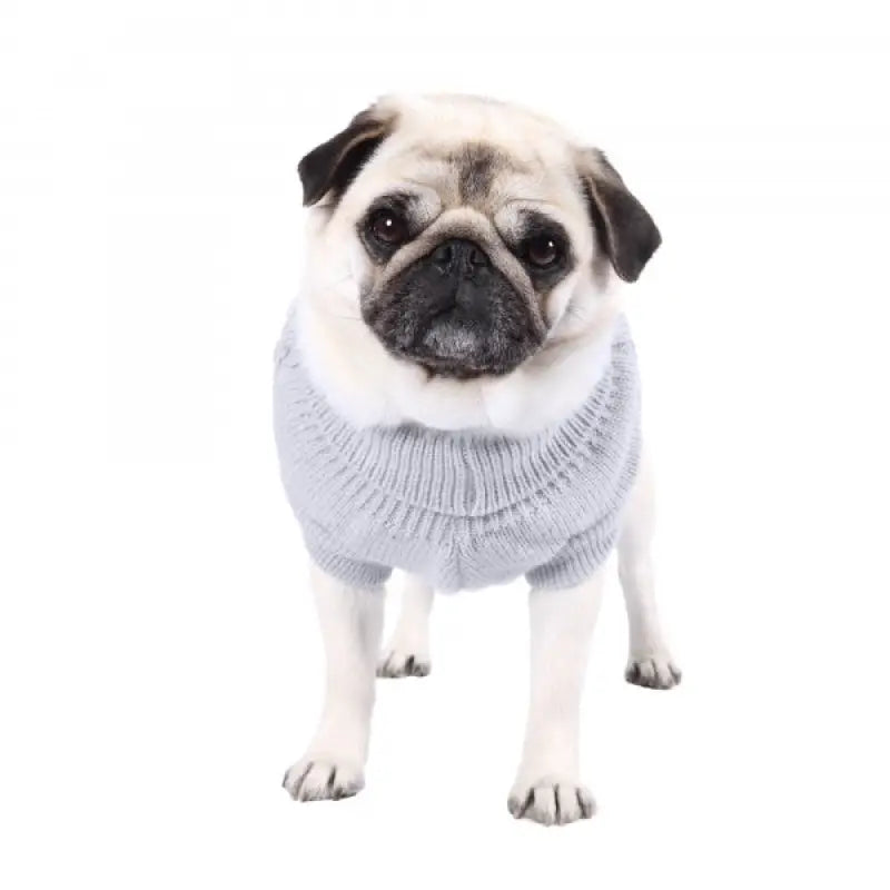 Chunky Cable and Herringbone Knit Dog Jumper In Grey - Rich Paw - 3