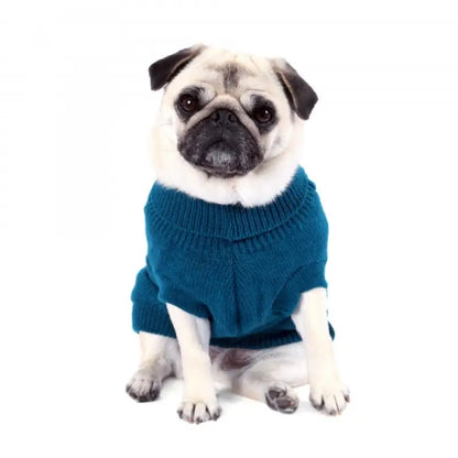 Chunky Cable and Herringbone Knit Dog Jumper In Teal - Rich Paw - 2