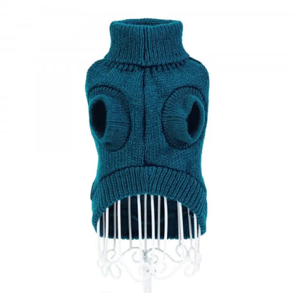 Chunky Cable and Herringbone Knit Dog Jumper In Teal - Rich Paw - 5
