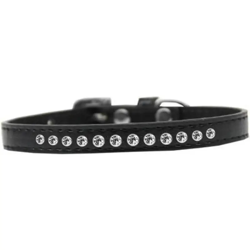 Clear Crystal Puppy Collar In Black - Sale - 1