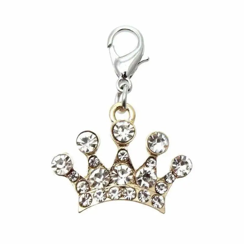 Diamante Gold Crown Dog Collar Charm - Urban - 1