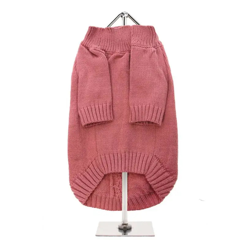 Dusky Pink Cable Knit Dog Jumper - Urban Pup - 2
