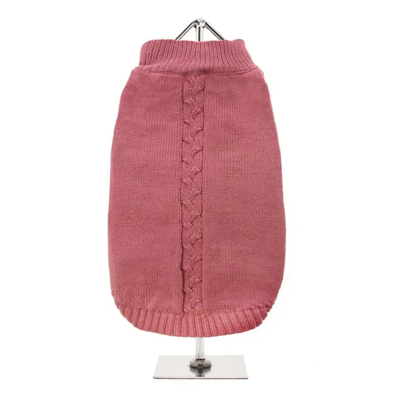 Dusky Pink Cable Knit Dog Jumper - Urban Pup - 1