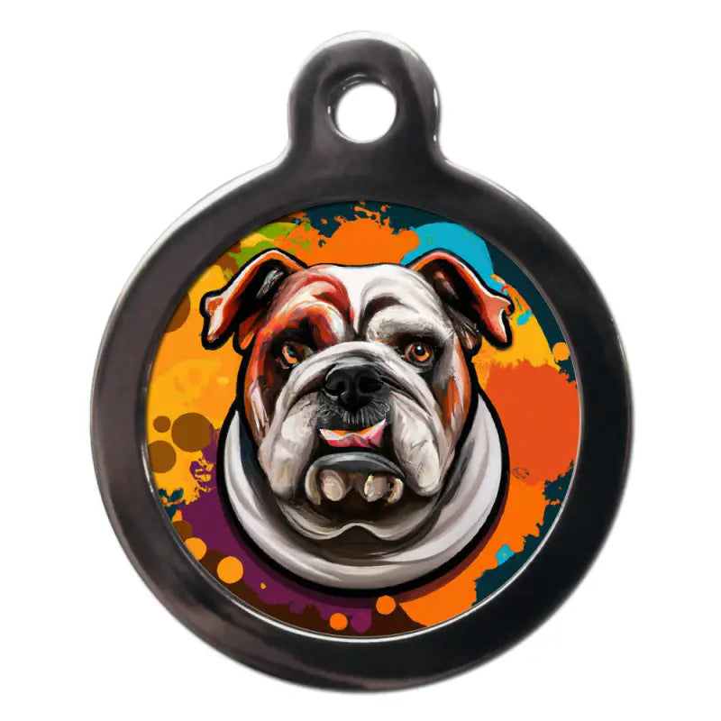 English Bulldog Graffiti Dog ID Tag - PS Pet Tags - 1