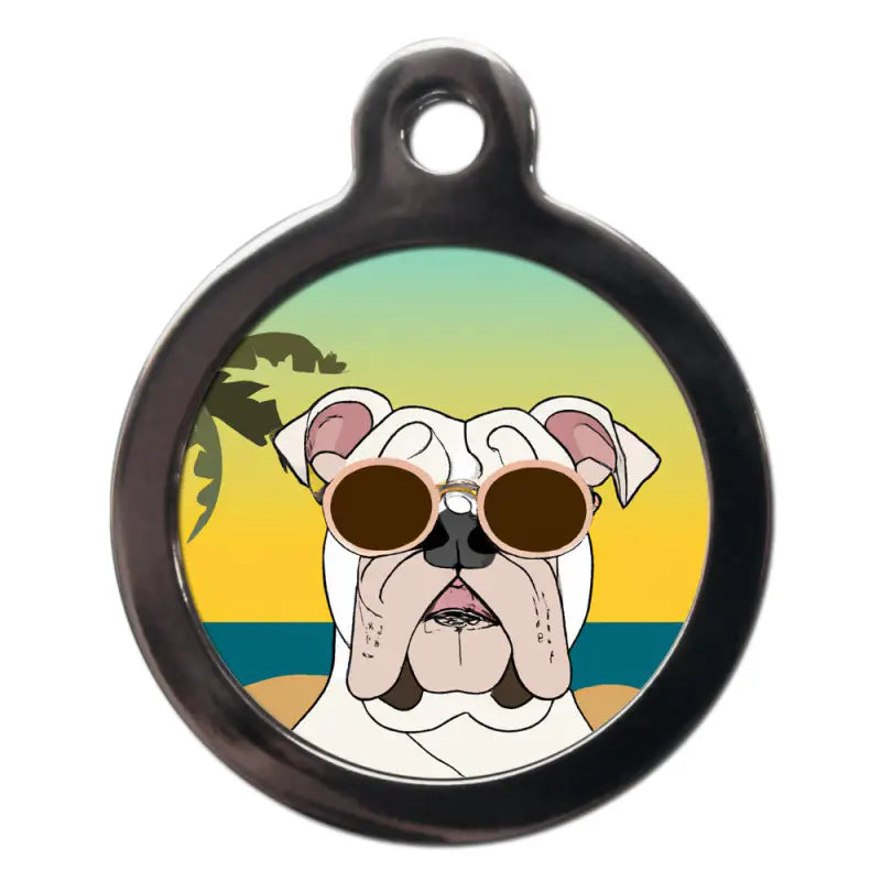 English Bulldog Summertime Dog ID Tag - PS Pet Tags - 1