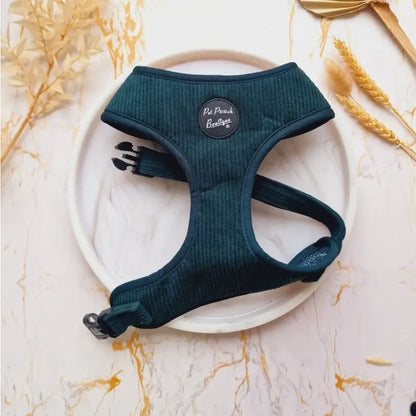 Forest Green Luxury Corduroy Dog Harness - Pet Pooch - 1