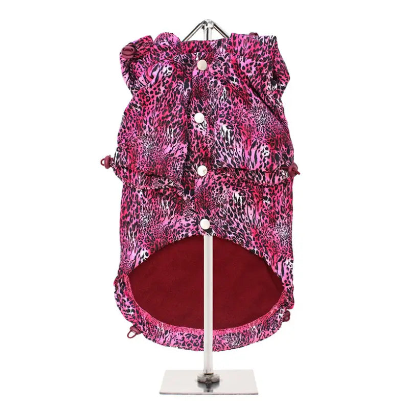 Funky Pink Leopard Fleece Lined Rainstorm Dog Raincoat - Urban - 3