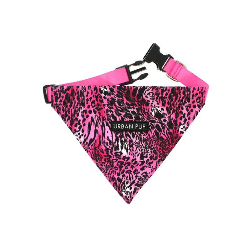 Funky Pink Leopard Print Dog Bandana Collar - Urban - 1