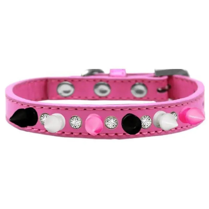 Funky Punky Crystal Spike Dog Collar In Pink - Sale - 1