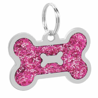 Glitter Bone Pet ID Tag Pink - Posh Pawz - 1