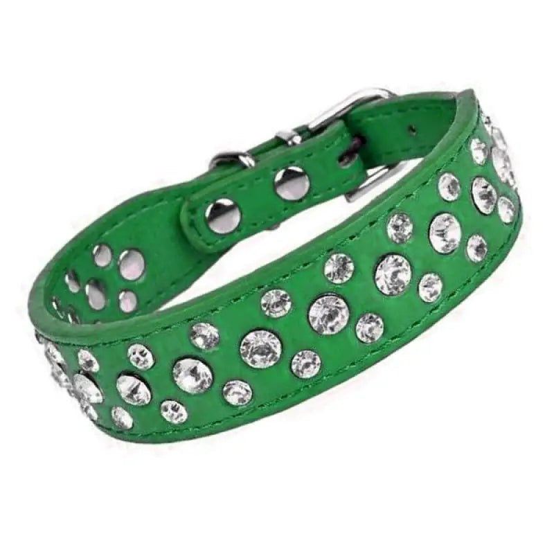 Green Rhinestone Sprinkles Dog Collar - Posh Pawz - 1